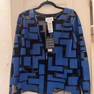 Joseph Ribkoff Blue and Black Geometric Blazer